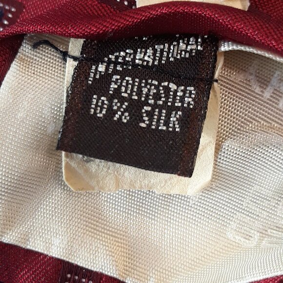 Vtg Givenchy Burgundy Blue Geometric Tie - Picture 4 of 5